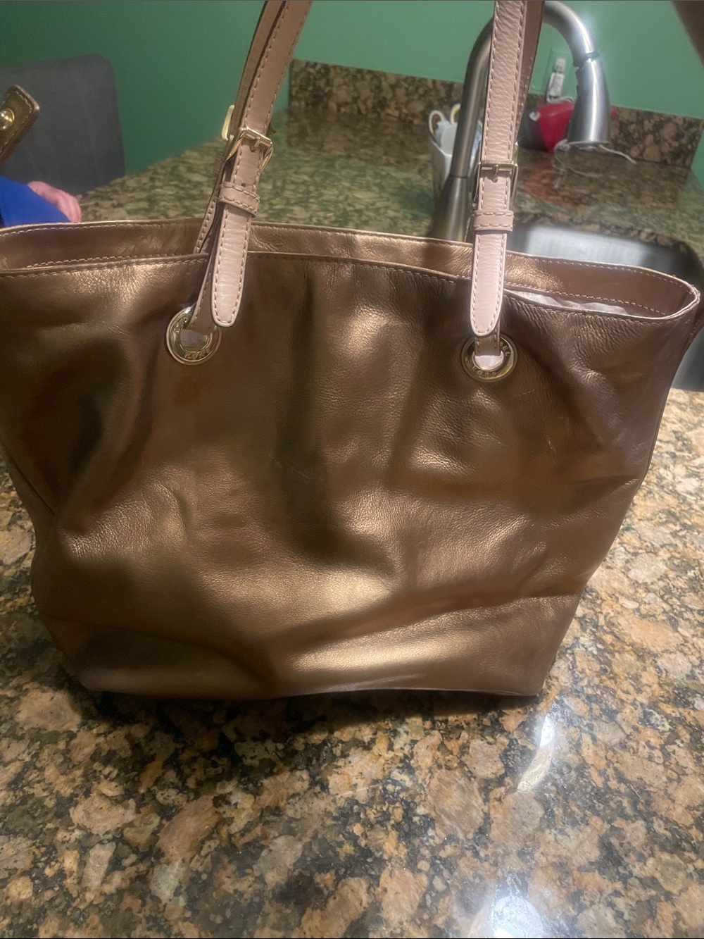 Michael Kors Brown Tote with Light Tan Straps